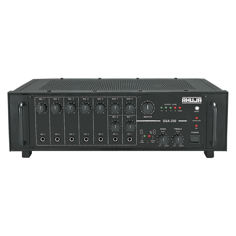 Ahuja SSA-350 High 350W Power 7 Mic & 2 Aux Inputs Auto AC/DC PA Amplifier - Each