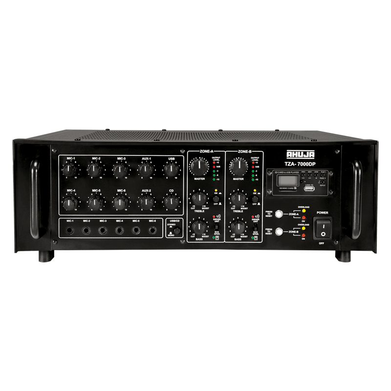 Ahuja TZA-7000DP 700W DJ/PA Mixer Amplifier With 6 Mic, 2 Aux Inputs ,