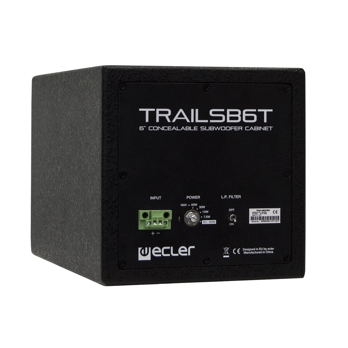 Ecler TRAILSB6TBK 6.5" 60 WRMS Speaker LF-Pass Filter Concealable Design Cabinets - Each