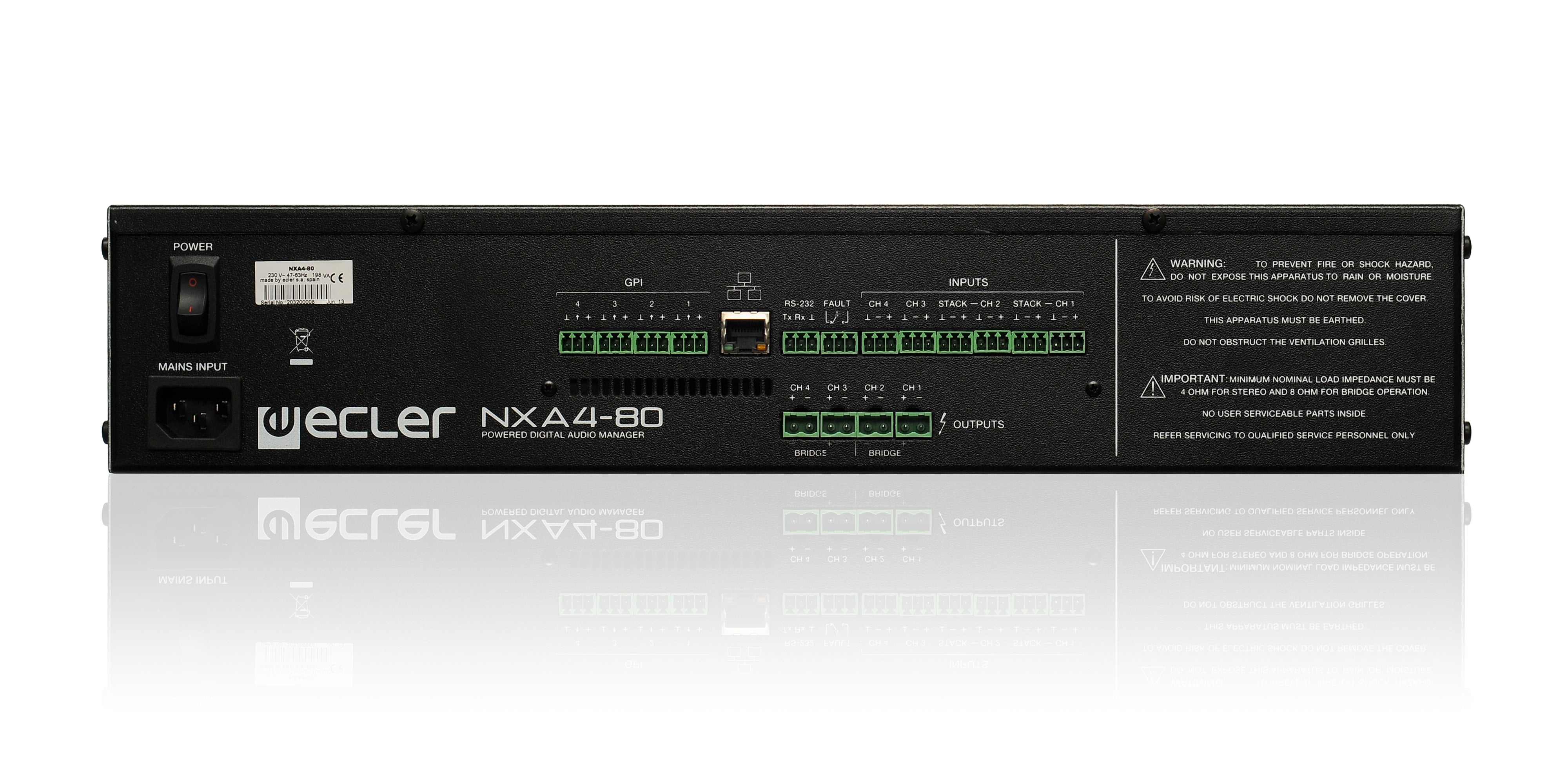Ecler NXA4-80 4x80 WRMS DSP Class D Silent TP-NET EclerNet Digital Amplifiers
