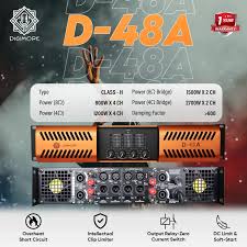 DIGIMORE D-48A Professional 5400W 4-ch Class-H Amplifier Intellectual Anti-Overheat Chip Limiting Technology