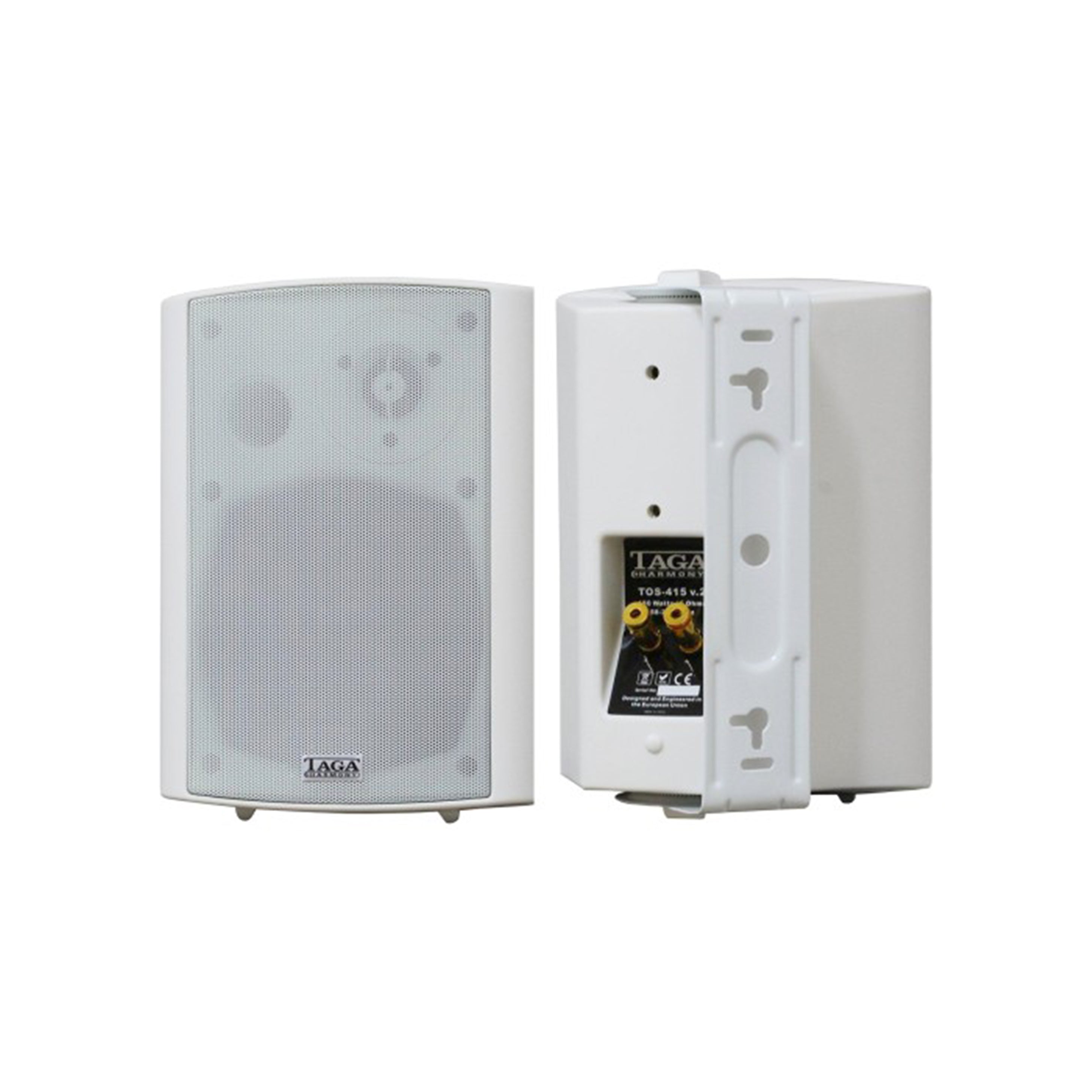 TAGA Harmony TOS-615BT 2-Way Powered Wall Mount Multi-Purpose Outdoor-Indoor Speakers With Bluetooth Mic Input Pair
