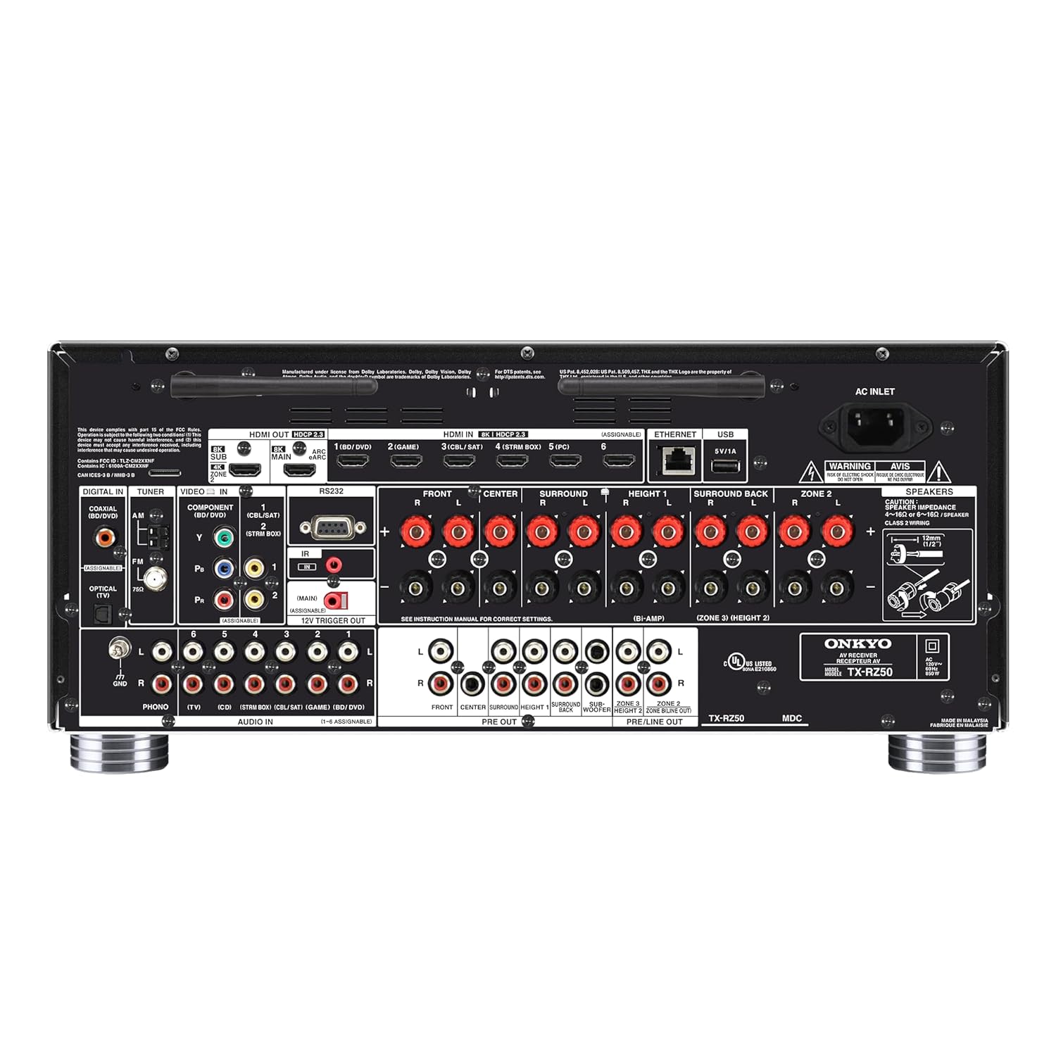 Onkyo TX RZ50 9.2 Ch AVR Home Theater Receiver.