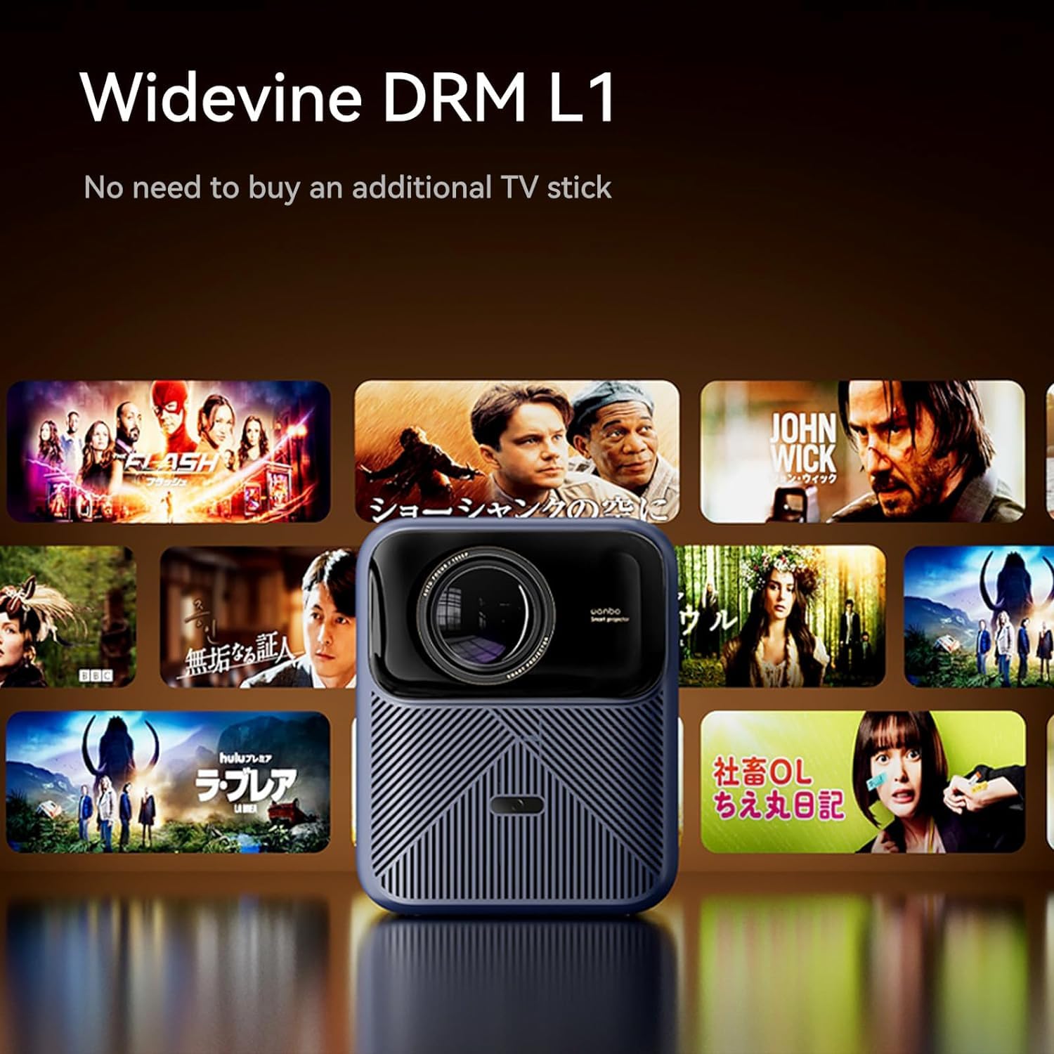 Wanbo Mozart M1 Pro Smart Projector – Native 1080p ,4K HDR Support ,Android TV 11 ,Dolby Audio , Auto Setup ,Dust-Proof Design