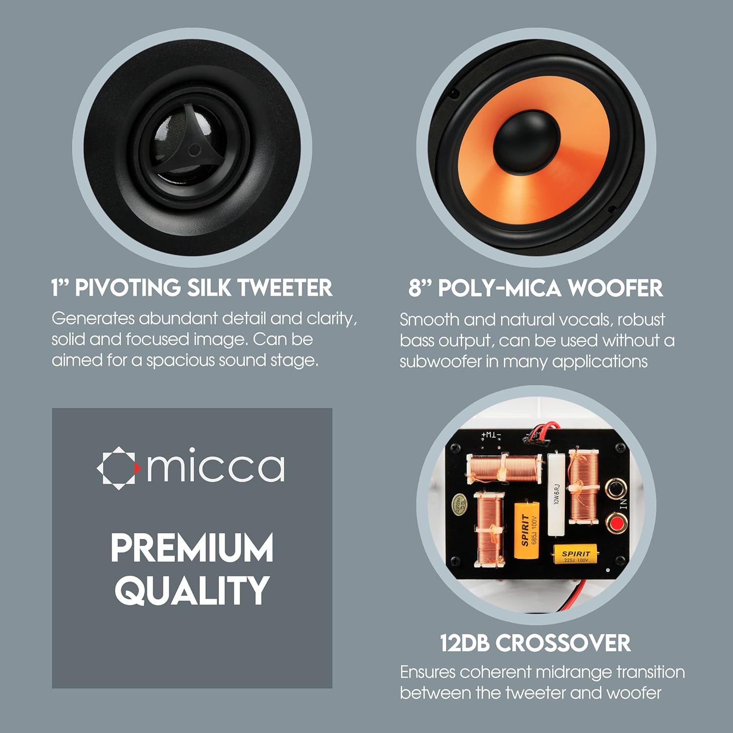 Micca M-8S 100W 8" 2-Way In-Wall Speakers - Each