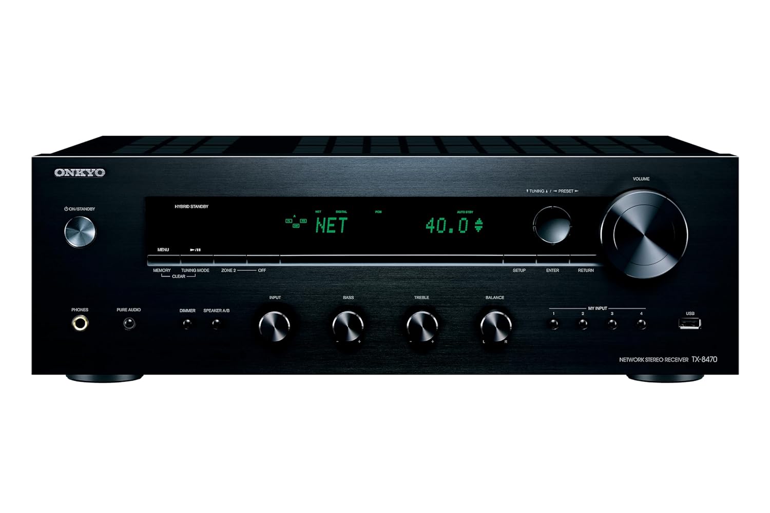 Onkyo TX-8470 Stereo receiver with built-in Wi-Fi®, Bluetooth®, Apple