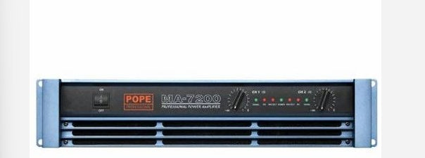 POPE MA‐7200, 2*1500 W RMS @ 4Ω 2U Power Amplifier / Analog Inputs