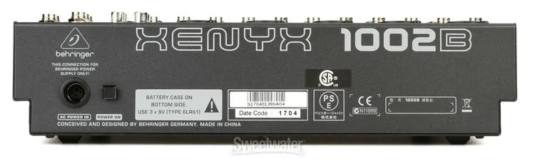 Behringer Xenyx 1002B Premium 10-Input 2-Bus Mixer with XENYX Preamps, British EQ and Optional Battery Operation
