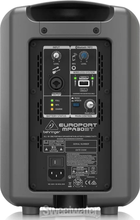 Behringer Europort MPA 30BT 30W Portable PA System - Each