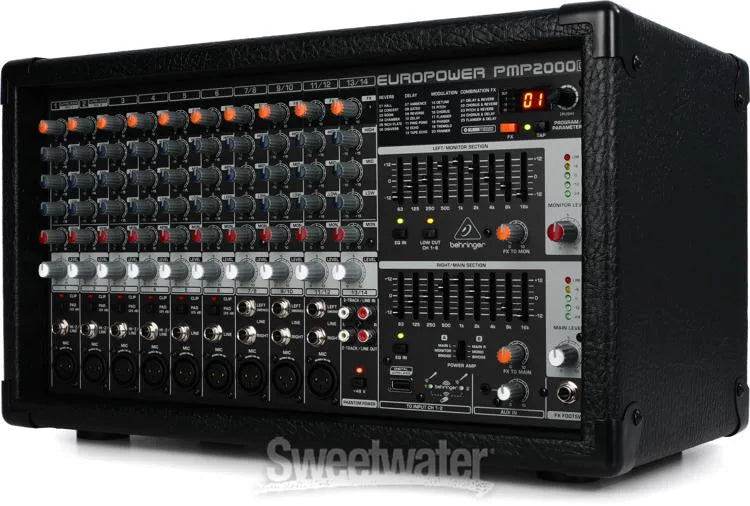 Behringer EUROPOWER PMP2000D  2000W 14Channel Powered Mixer with Klark Teknik Multi-FX Processor and Wireless Option
