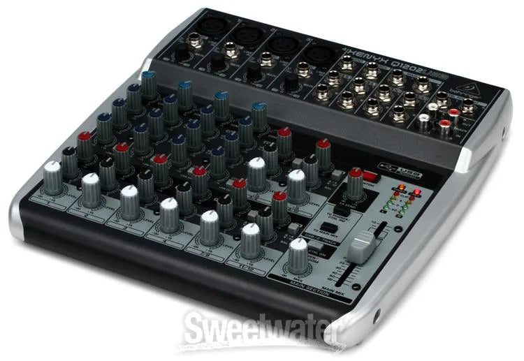 Behringer Xenyx Q1202USB Premium 12-Input 2-Bus Mixer with XENYX Mic Preamps and Compressors, British EQ and USB/Audio Interface
