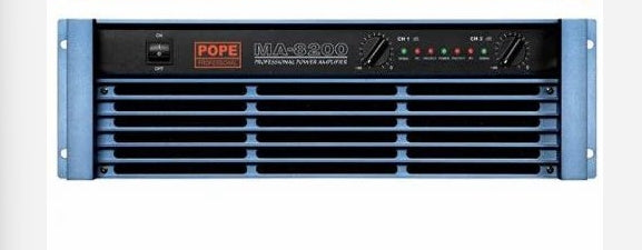 POPE MA‐8200, 2*2300 W RMS @ 4Ω 3U Power Amplifier/ Analog Inputs