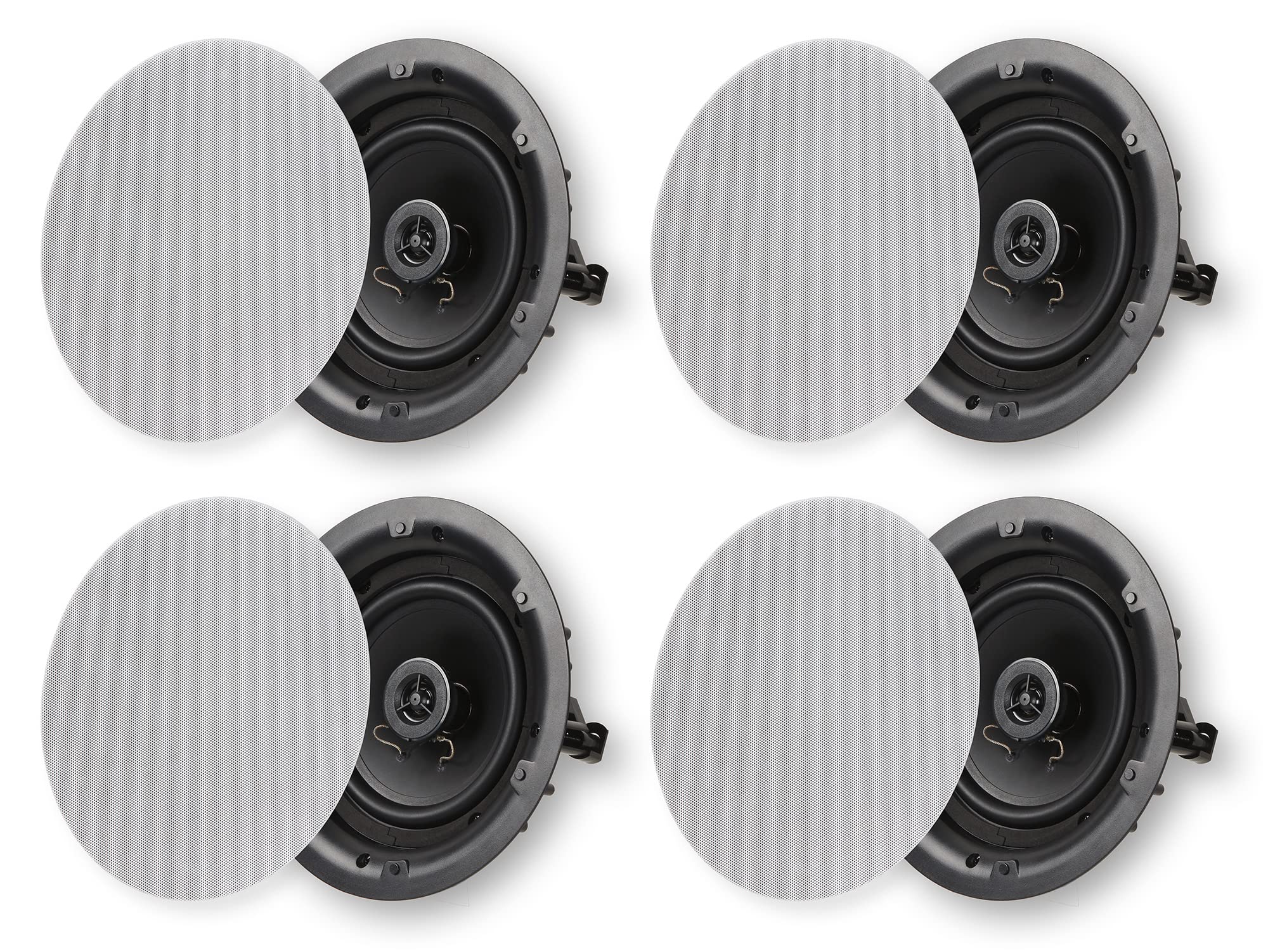 Micca A-6C Pack of 4 unit 6.5" 2-Way in Ceiling or Wall Round Speakers, Rimless Design - Set of 4