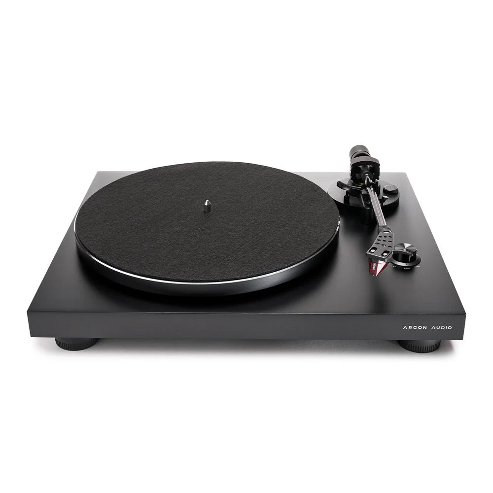 Argon Audio TT-3 Plus Belt Drive Turntable with Ortofon 2M Red Cartridge and ATS Stabilization for High-Fidelity Vinyl Playback and Enhanced Analog Sound Performance