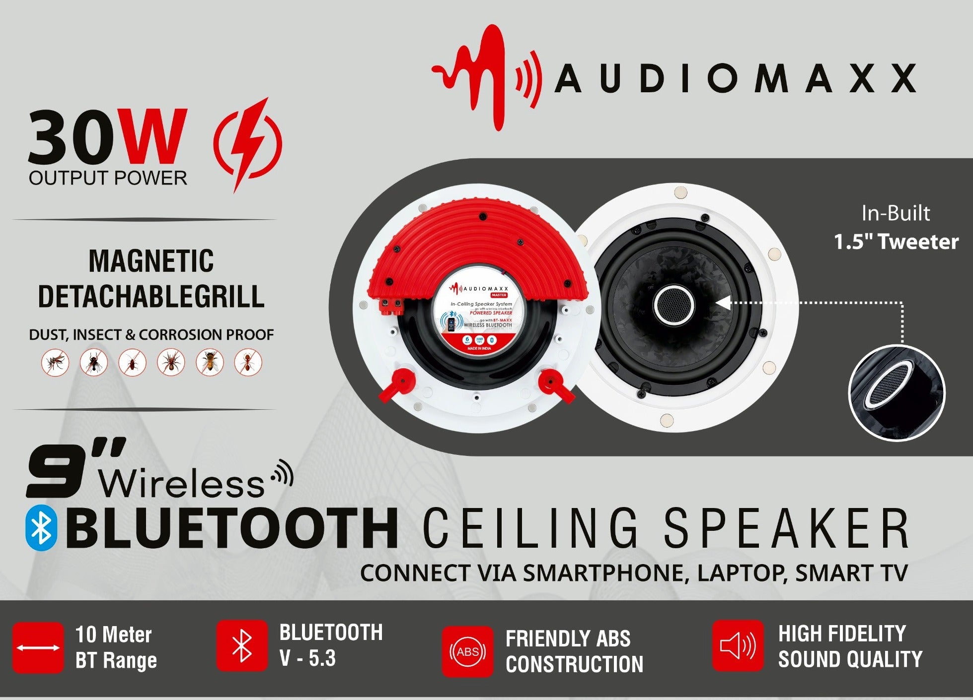 Audiomaxx Bluetooth Wireless Ceiling Speaker