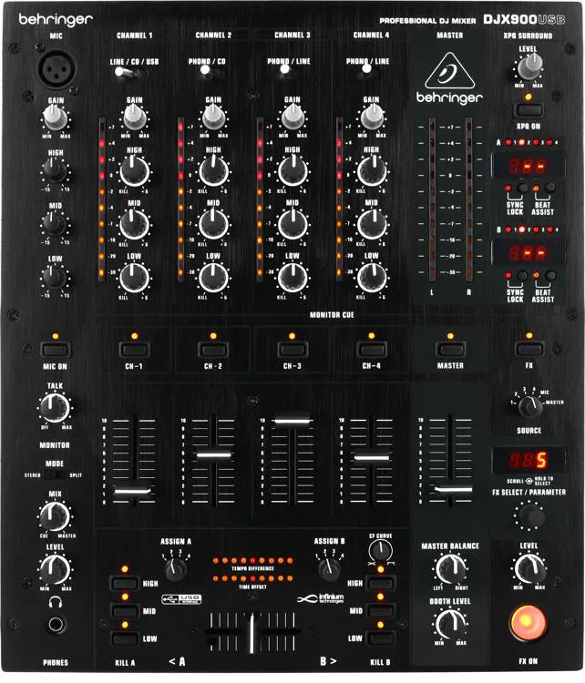 Behringer Pro Mixer DJX900USB Professional 5-Channel DJ Mixer with INF