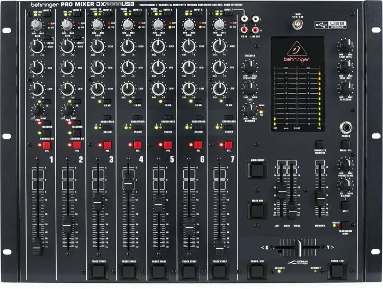 Behringer Pro Mixer DX2000USB Professional 7-Channel DJ Mixer with INFINIUM 'Contact-Free' VCA Crossfader and USB/Audio Interface