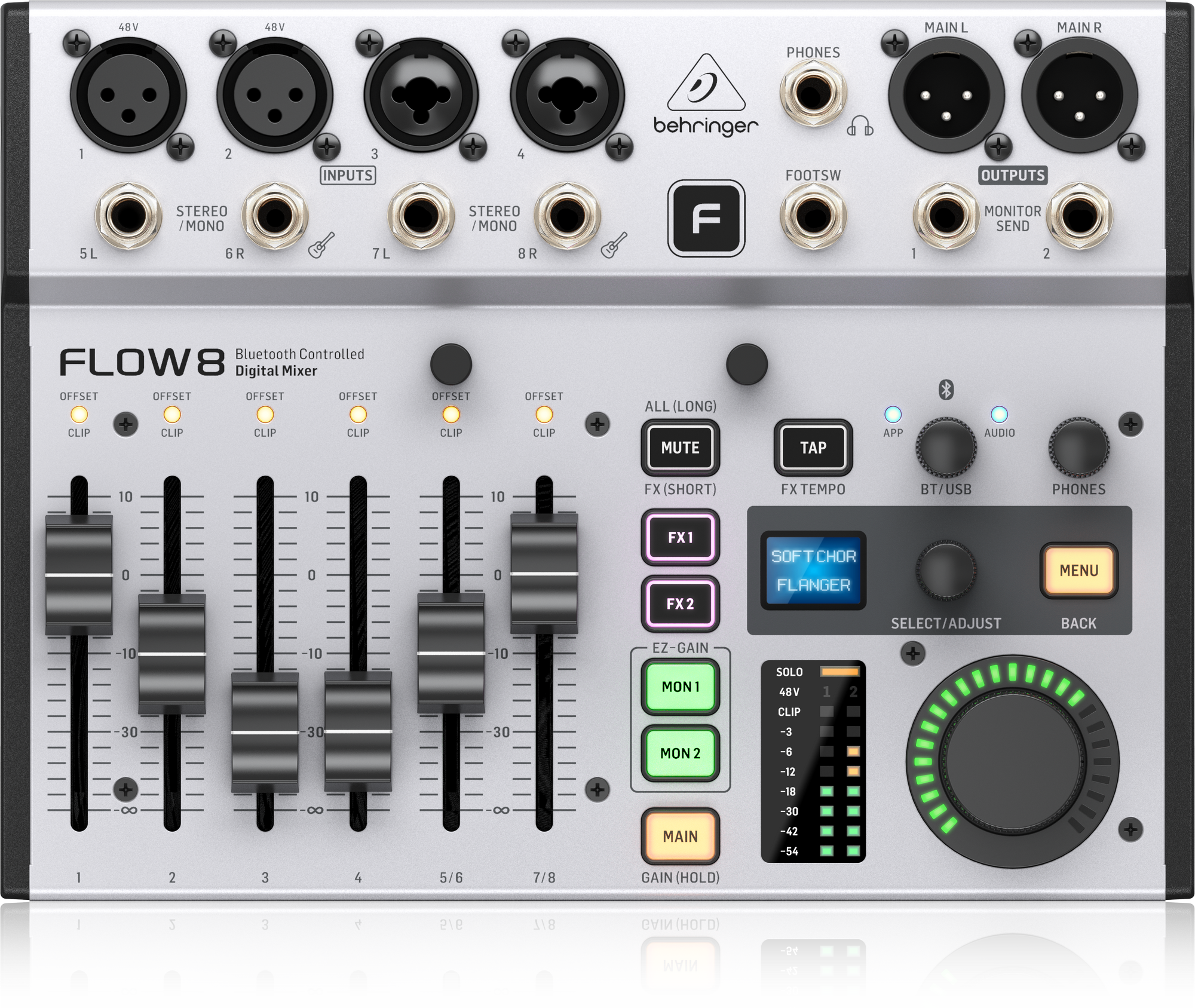 Behringer Flow 8 8-Input Digital Mixer with Bluetooth Audio and App Control - Each