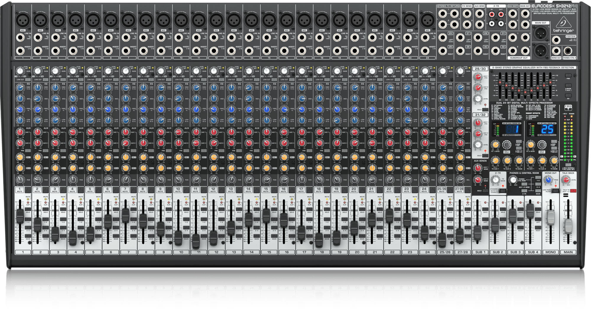 Behringer Eurodesk SX3242FX Ultra-Low Noise Design 32-Input 4-Bus Stud