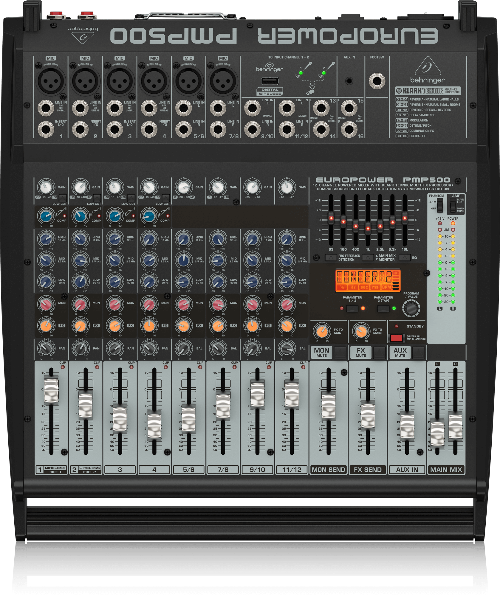 Behringer Europower PMP500 12-Channel 500W Powered Mixer With Klark Te