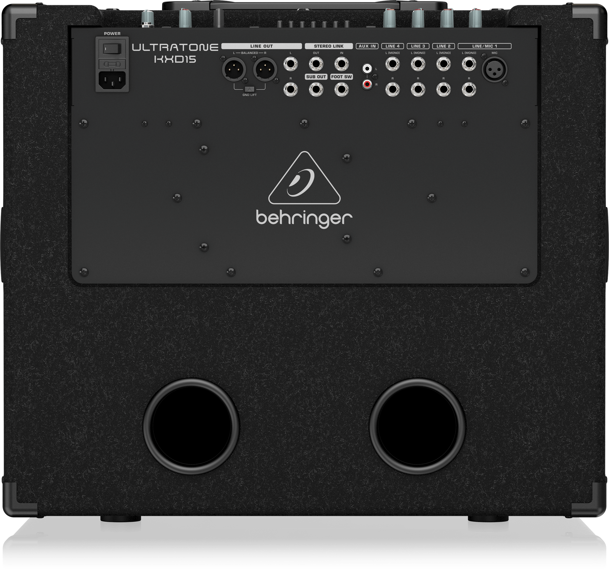 Behringer Ultratone KXD15 - 600-Watt 4-Channel Powered PA Speaker System / Keyboard Amplifier with Original 15" TURBOSOUND Speaker, KLARK TEKNIK Multi-FX Processor and FBQ Feedback Detection