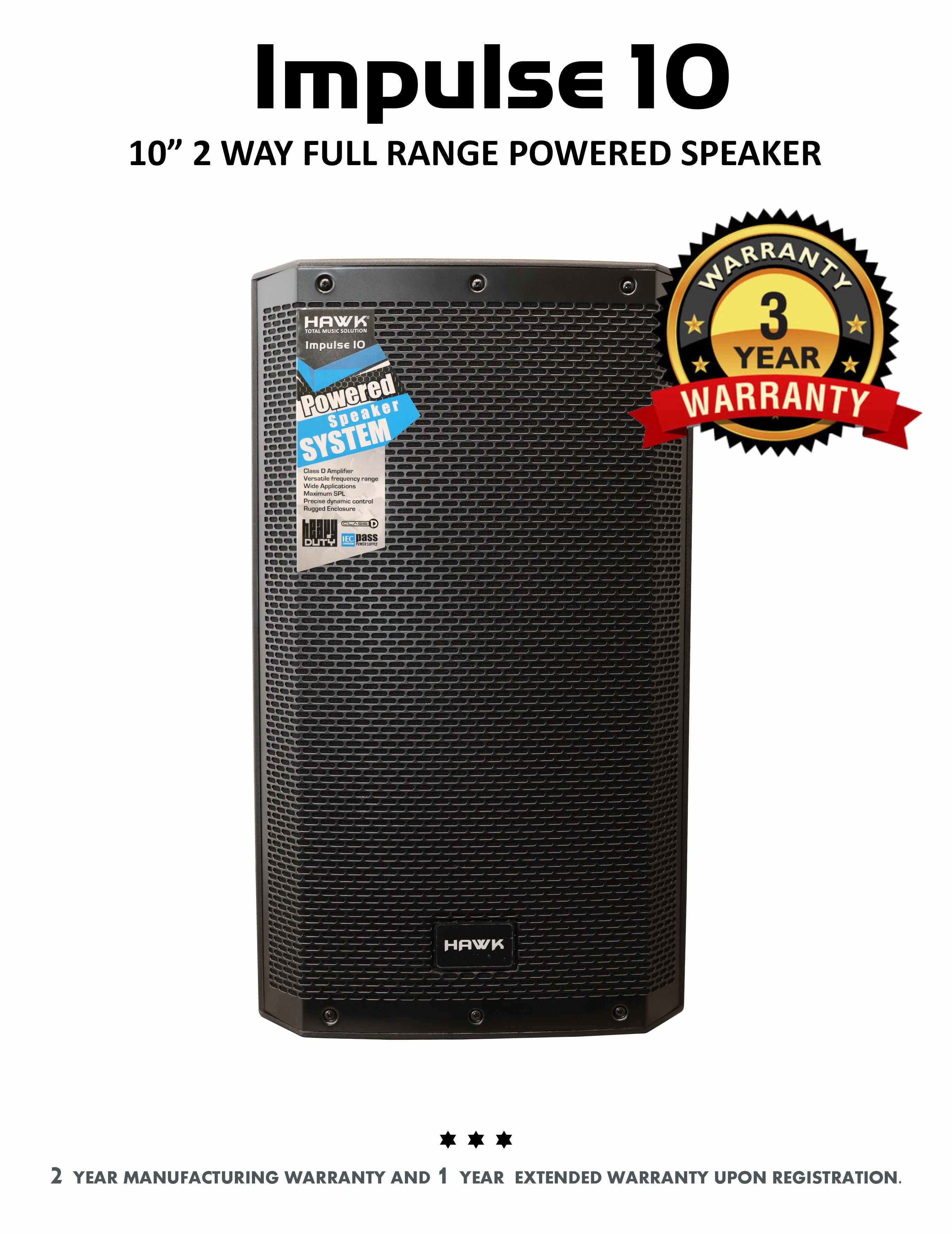 HAWK Impulse 10 Impulse Series 10 inch Active Speaker with 4 DSP Premium High-Performance Professional Loudspeaker System