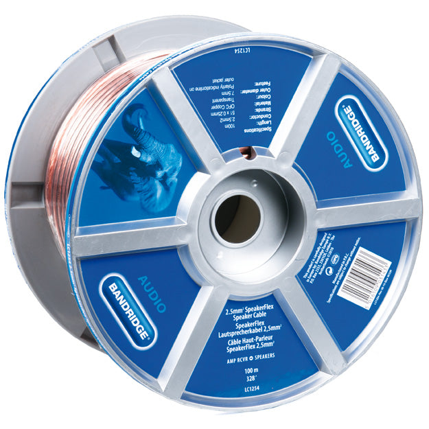 Bandridge LC1254 Speaker Cable on Reel 2 x 2.50 mm² 100m Reel - Transparent