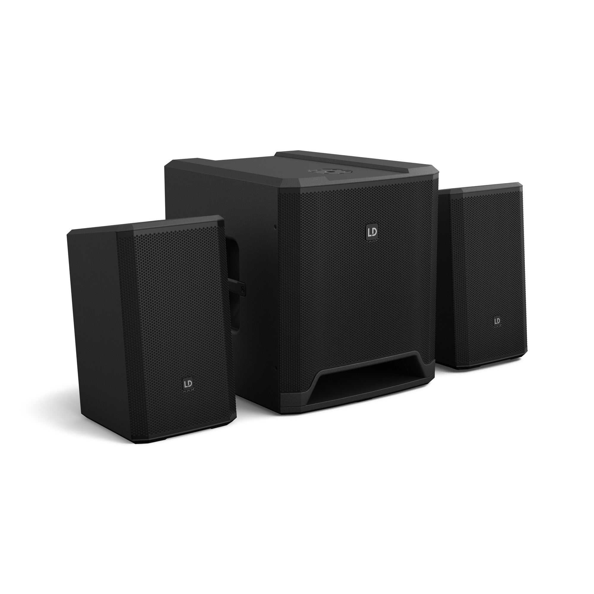 LD Systems LDDAVE12G4XINT 1460W Bluetooth 5.0 Streaming  Compact 2.1 Powered PA System - 2x 6.5" Satellite + 12" Sub - Set