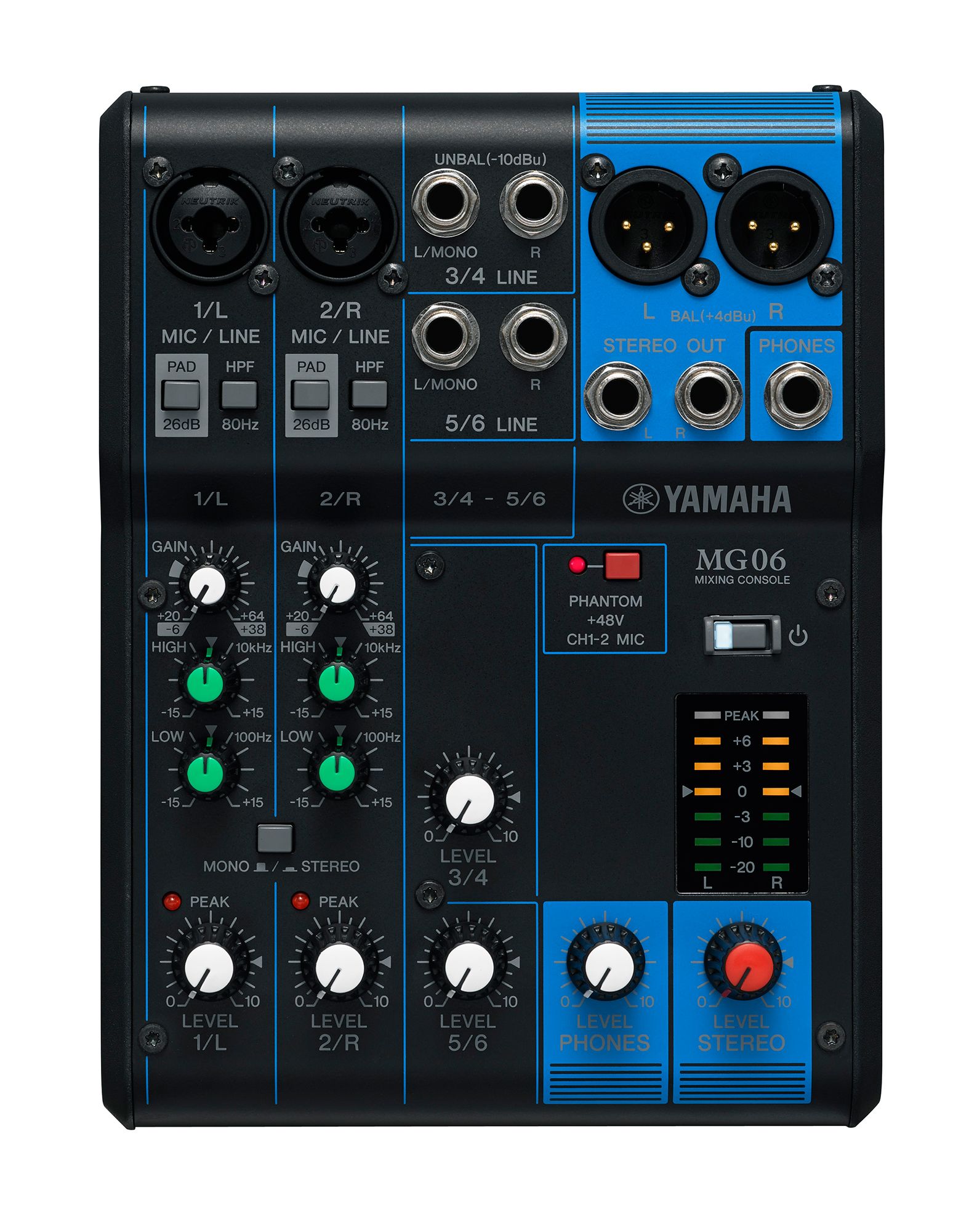 Yamaha MG06 6-Channel Analog Mixer - Each