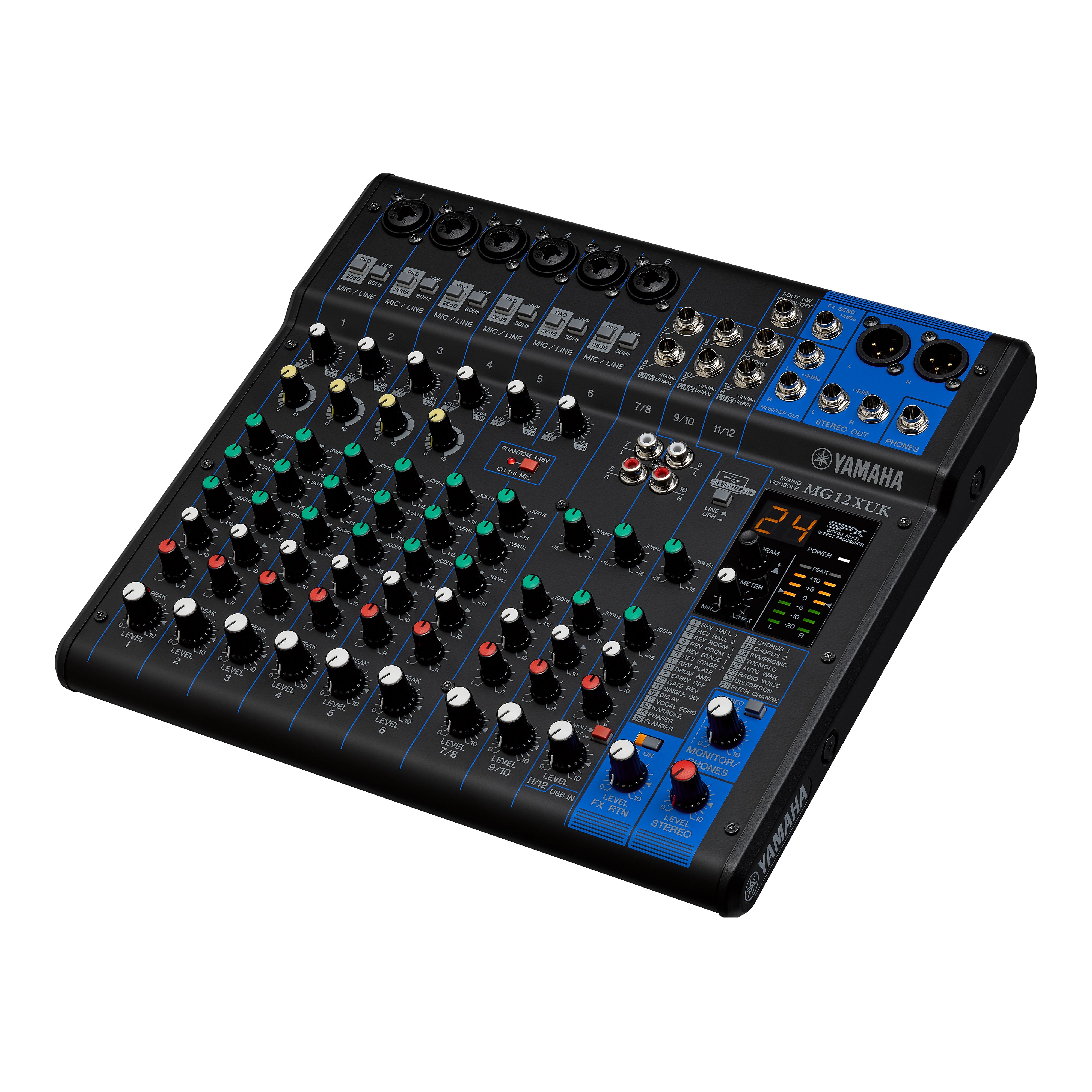 Yamaha MG12XUK 12-Channel Mixing Console: Max. 6 Mic / 12 Line Inputs(Incl. FX) - Each