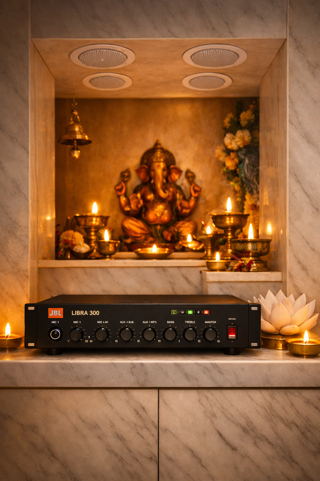 JBL Pooja Room Sound System Package – Mixer Amplifier Libra 300 + 8124 Ceiling Speakers - MAXX002