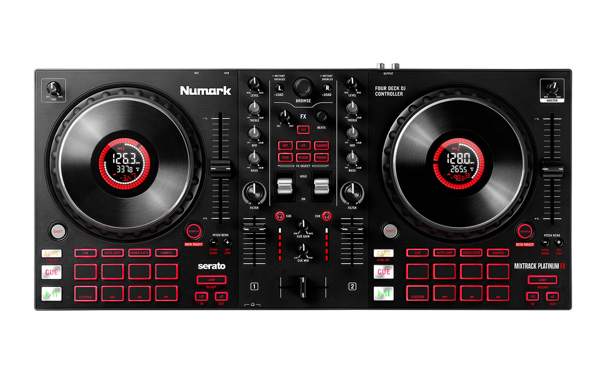 Numark Mixtrack Platinum FX 4-Deck Advanced DJ Controller with Jog Wheel Displays and Effects Paddles