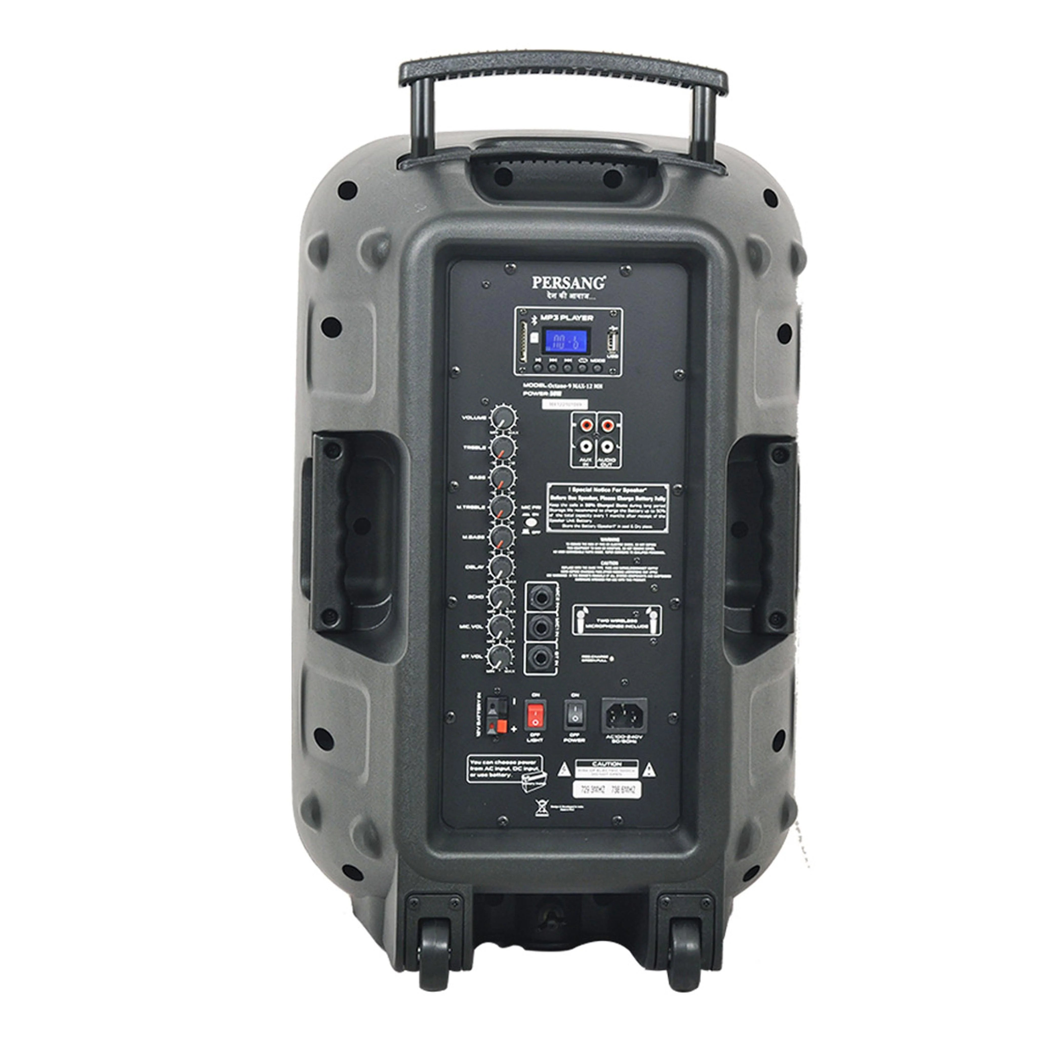Persang Octane 9 (15) 50w Trolley Speaker With 2Mic, Remote, 4 Hrs Battery, FM, Bluetooth, USB/SD Card/AUX, EQ, RGB Light