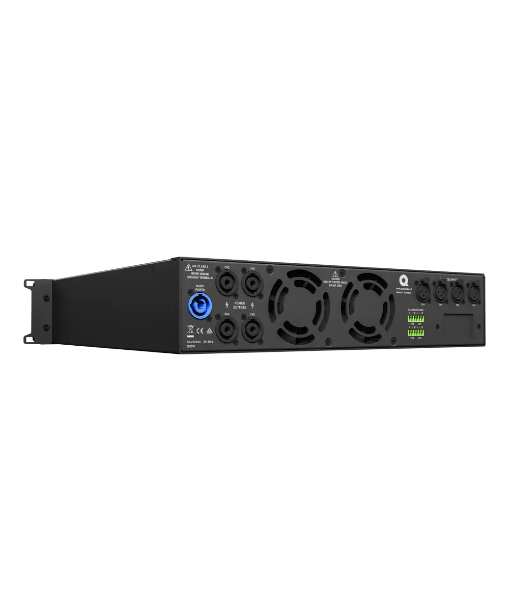 Quest QX4750 Professional 4×750W Class-D 2RU Installation Power Amplifier with Auto Load Sensing, 70V/100V & Dante™ Expansion Support - Audiomaxx India