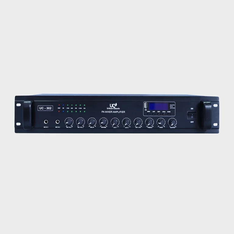Urban Classic UC 302 600W Mixer Amplifier with Stereo Output, Bluetooth, USB Playback and Advanced Class D Amplification for Professional PA and Music Systems - Audiomaxx India