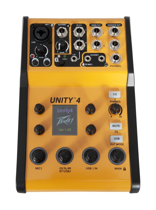 Peavey Unity 4 DM Compact 4-Channel Mixer with DSP Effects, USB/Bluetooth Playback & 3-Band EQ - Audiomaxx India