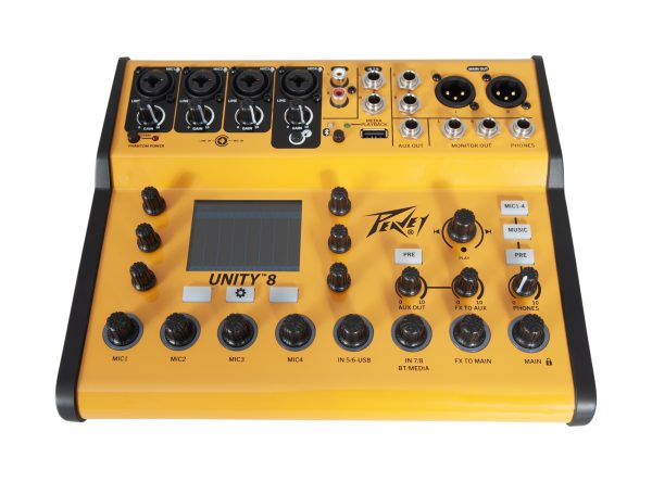 Peavey Unity 8 DM Compact 8-Channel Mixer with DSP Effects, USB/SD Playback, Bluetooth & Aux Send - Audiomaxx India