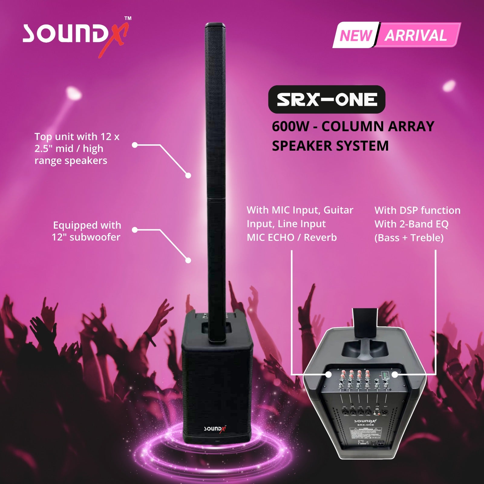 SoundX - SRX-ONE 12" / 600W Portable Column Array Speaker System