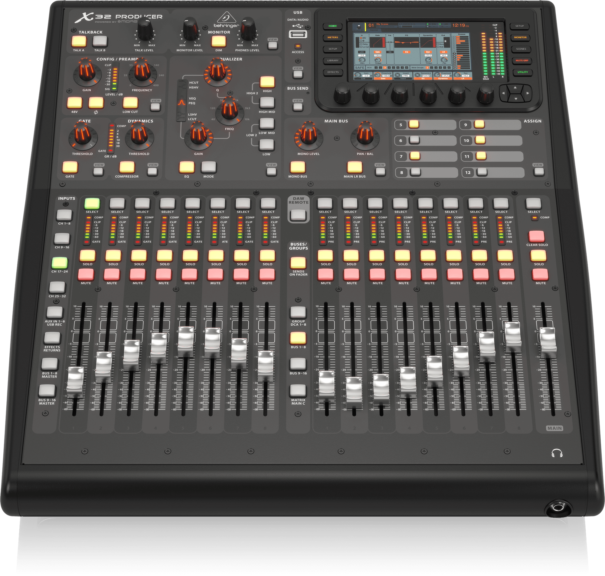 Behringer X32 Producer 40-Input, 25-Bus Rack-Mountable Digital Mixing Console with 16 Programmable Midas Preamps, 17 Motorized Faders, 32-Channel Audio Interface and iPad/iPhone * Remote Control