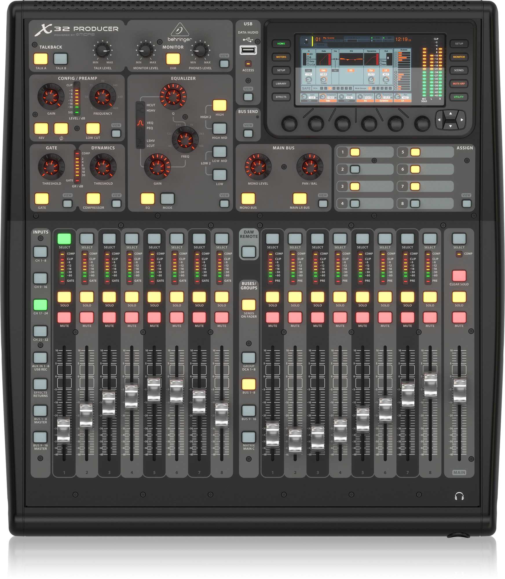 Behringer X32 Producer 40-Input, 25-Bus Rack-Mountable Digital Mixing Console with 16 Programmable Midas Preamps, 17 Motorized Faders, 32-Channel Audio Interface and iPad/iPhone * Remote Control
