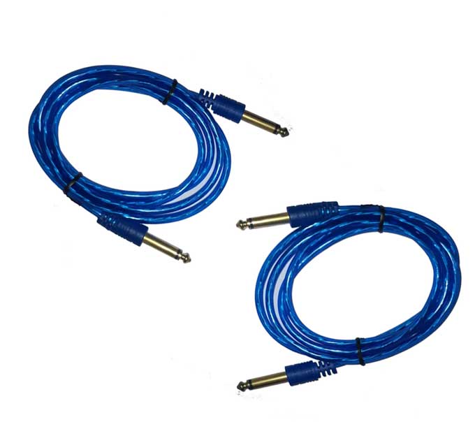 Imported 6.35mm Mono Jack - Male To Male Instrument/Audio Cable Length: 2.0 Meters - Set of 2