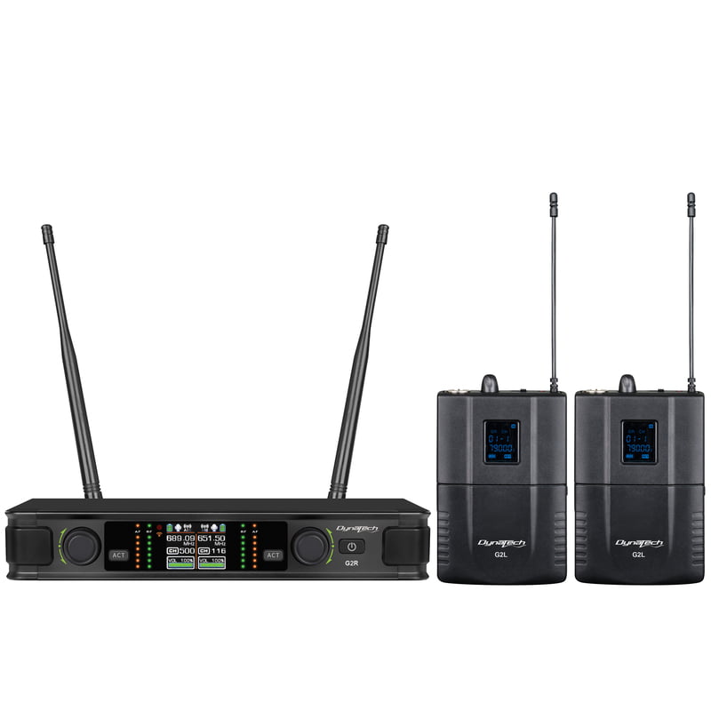 Dynatech G2 Series Dual Wireless Lapel / Collar Microphone System With Flight Case