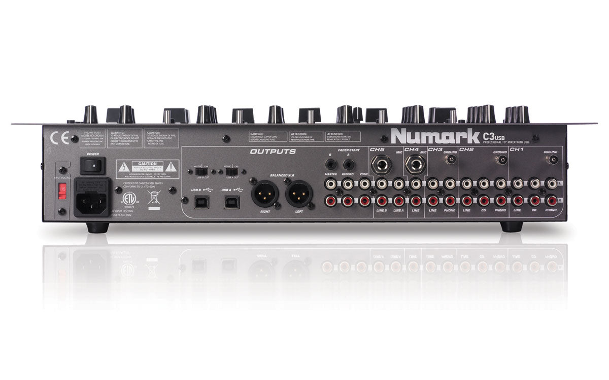 Numark C3USB 5-Channel Mobile DJ Rack Mixer with USB I/O