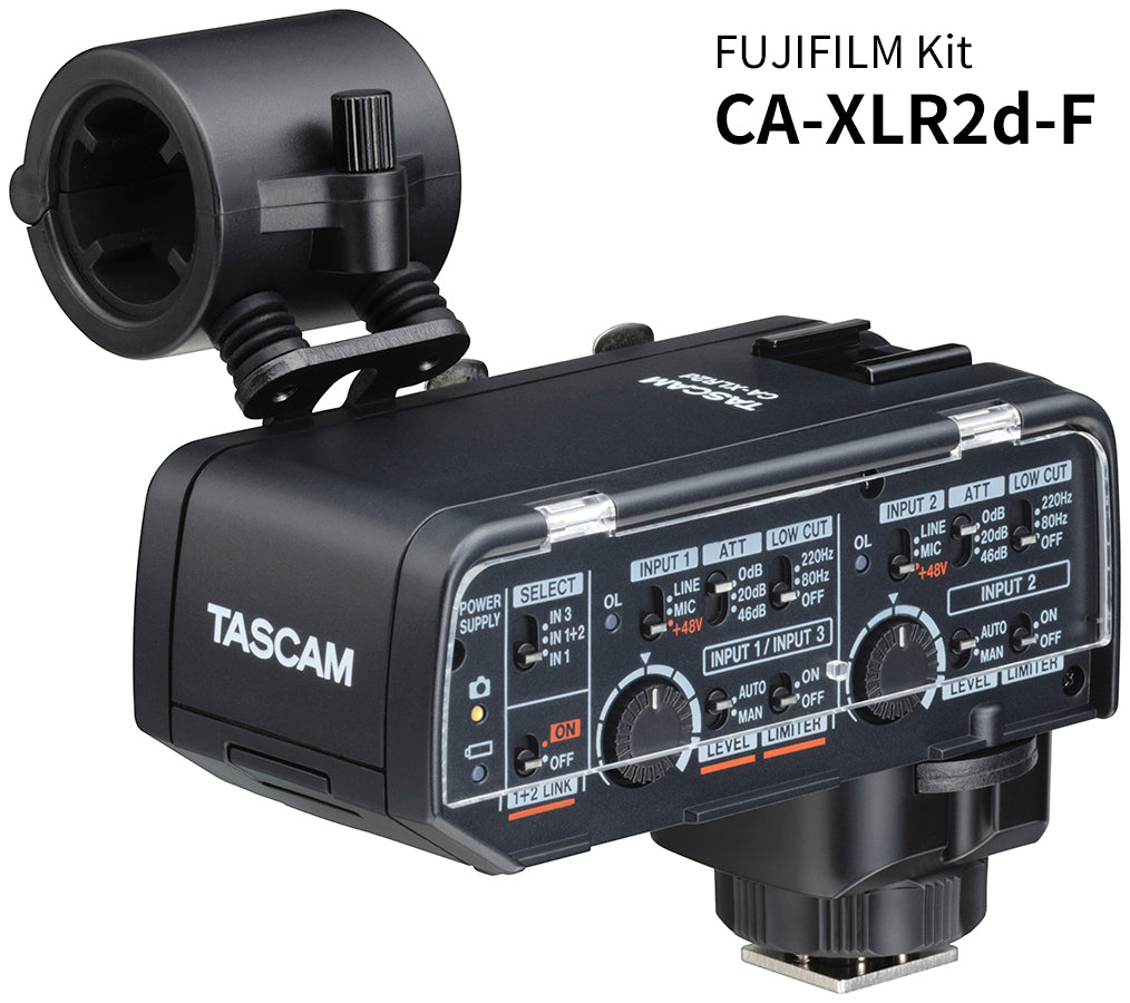 TASCAM CA-XLR2d-F Professional XLR Microphone Adapter for Fujifilm Mirrorless & DSLR Cameras with Dual-Channel Audio Interface