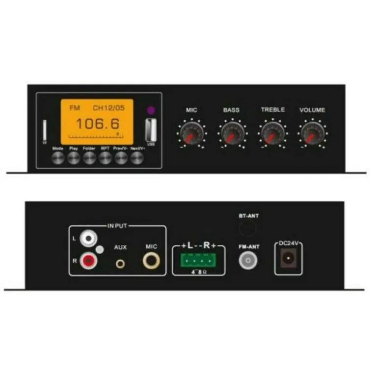 CMX D-250U Professional 2×50W Stereo Multimedia Amplifier with USB Playback, Bluetooth Wireless Streaming, FM Radio, MIC & AUX Inputs