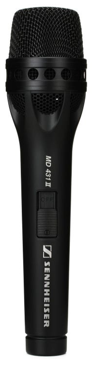 Sennheiser MD 431-II Dynamic Microphone with Supercardioid Polar Pattern and Hum Compensating Coil - Each