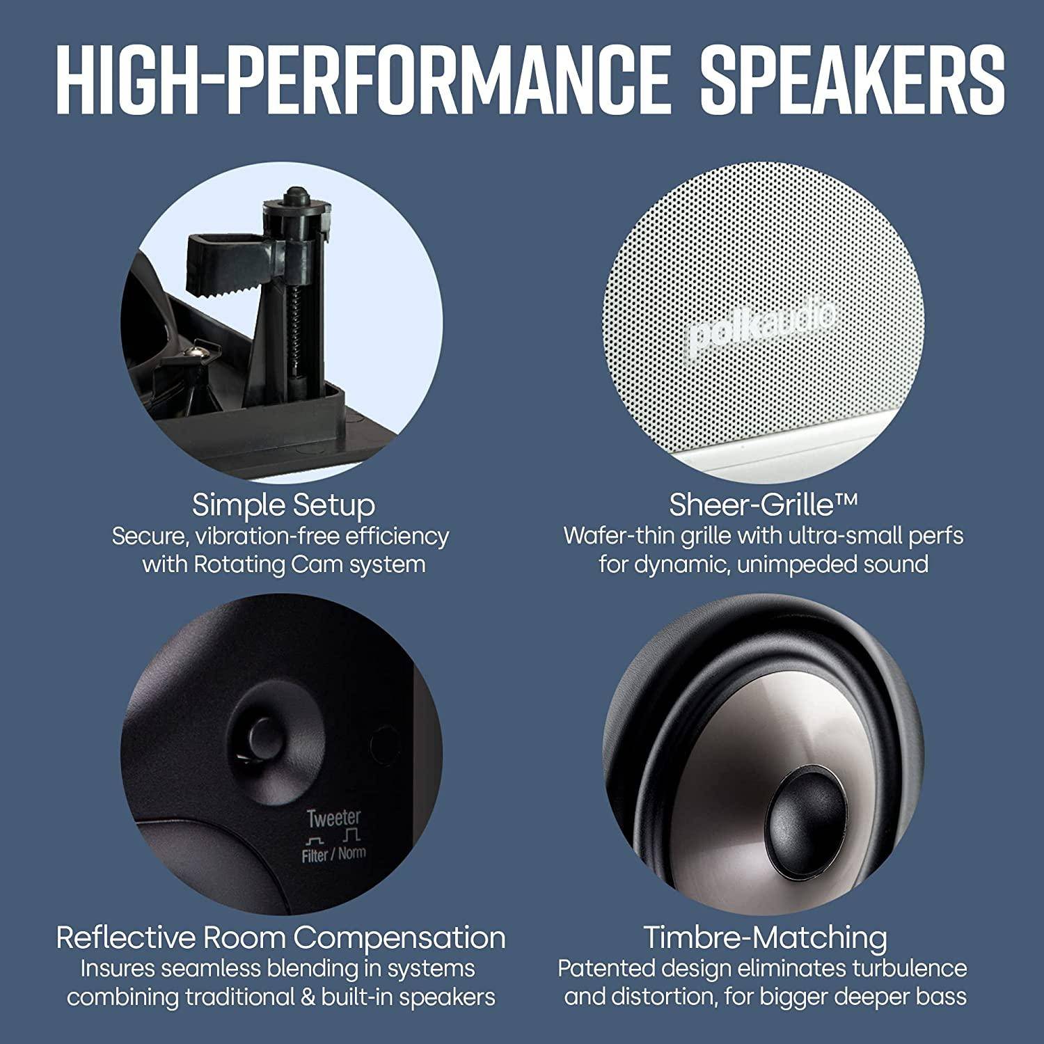 Polk Audio VS 255-CRT Vanishing RT Series Two-Way Center Channel In-Wall Speaker - Each