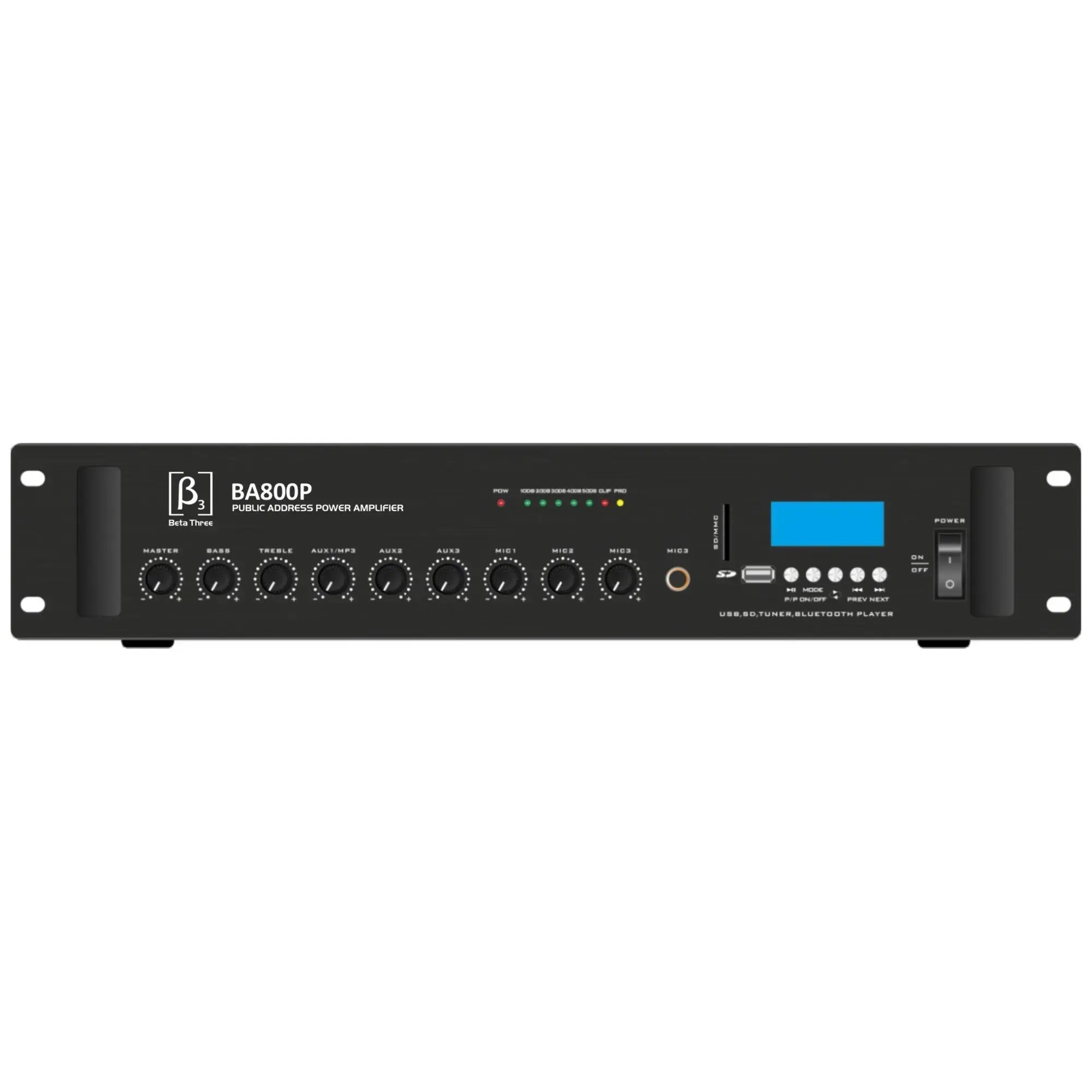 Beta3 BA800P 800W Mixer Amplifier with Mic/Line In & USB/BT - Each