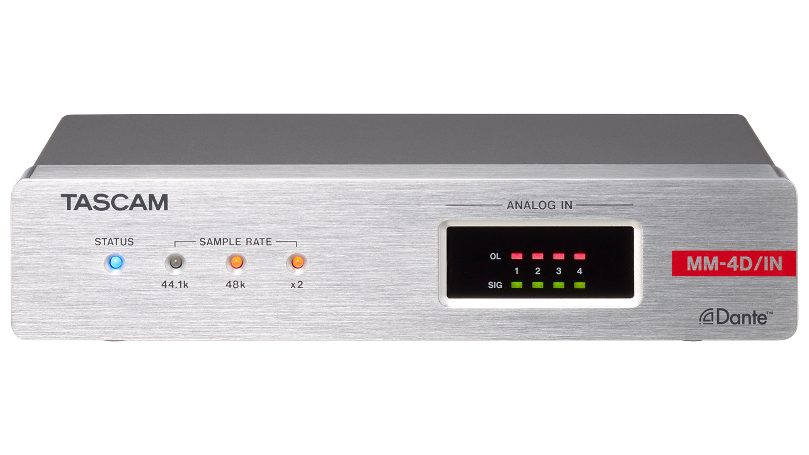 TASCAM MM-4D/IN-E Professional 4-Channel Microphone Input Dante Converter with Euroblock Connectivity, High-Quality Preamps, and Compact Installation Design - Audiomaxx India