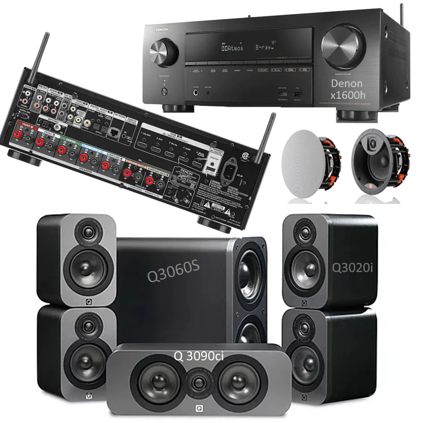 Denon X1700H With QAcoustics Bookshlef Speakers Set - Dolby Atmos 7.1 Home Theater Package # AM501002 - Audiomaxx India